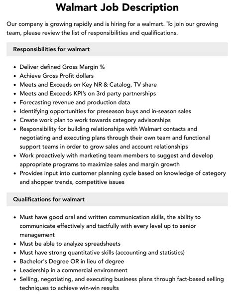 department manager job description walmart